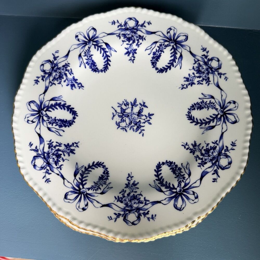Coalport England Dinner Plates 10” Round Lot of 5 Queensbury Blue Garland